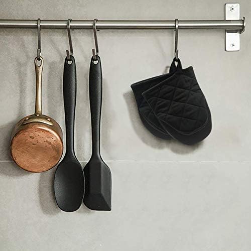 TOPSKY Mini Oven Mitts Microwave Mitts Pot Holder Heat Resistant Neoprene Cotton Gloves Surfaces Non-Slip Short Oven Gloves, Black 1 Pair