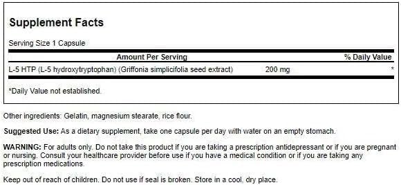 Miniatura 2 de Swanson Ultra Aminoácido Máxima Fuerza 5-Htp 200 Miligramos 60 Cápsulas Vegetales