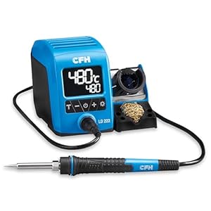 CFH Professioneel digitaal soldeerstation, 40 W, LD 222, lcd-display, temperatuur regelbaar 150-480 °C, snel opwarmen, soldeerbouthouder voor links/rechtshandigen, verwisselbare soldeerpunt, TÜV SÜD
