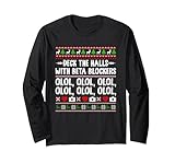 Deck The Halls With Beta Blockers Christmas Doctor Physician Long Sleeve T-Shirt, Adult Unisex, Black, Large