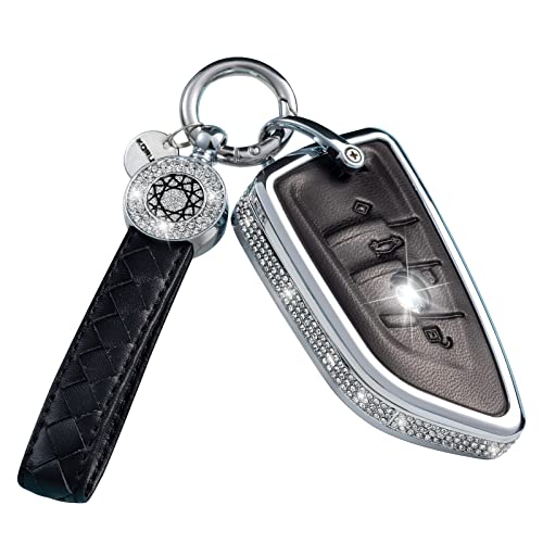 SHANGHONG for BMW Key Fob Cover Case Keychain, Genuine Leather Shell Cover Compatible with BMW 2 5 6 7 X1 X2 X3 X5 X6 Series (version A, Black) by SHANGHONG - Used condition - US$20.52