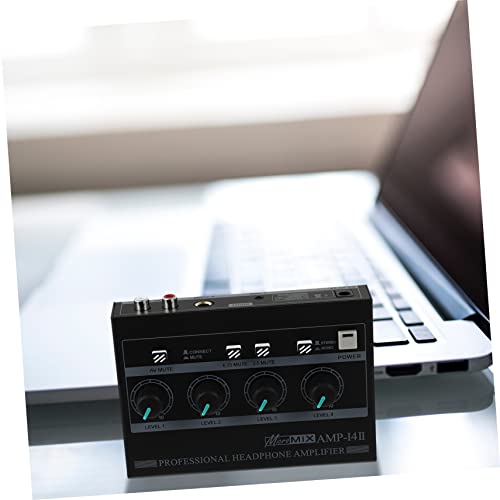 Showeroro 4 Headphone Amplifier Stereo Amp Headphones Amp Audio Splitter Earphone Splitter Audio Adapter Stereo Amplifier Audio Converter Headphone Amp Earphone Iron Black Audio Amplifier #TOP1