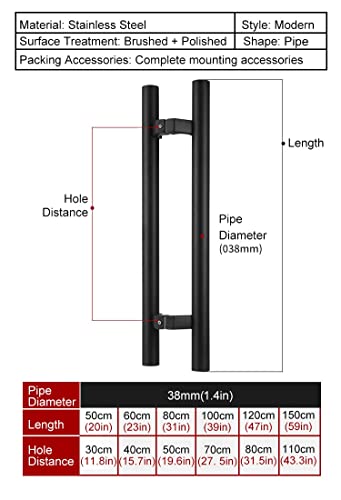 Poignée de barre push-pull robuste et design pour double porte - 8