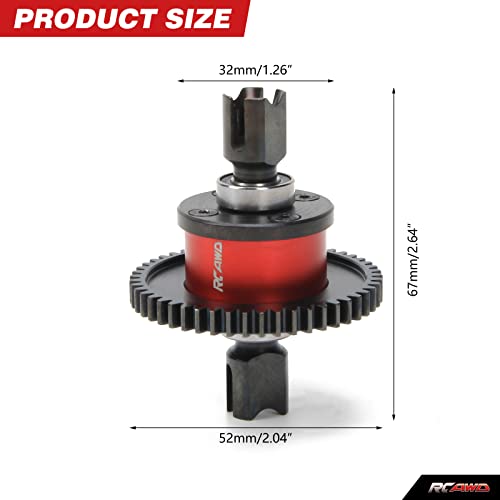 Rcawd Aluminum Center Diff Set, W/40Crmo Main Diff Gear 50T Spiral For Arrma 1/7 1/8 6S Karton Mojave Outcast Notorious Talion Rtr Hopups Upgrade Parts #TOP1