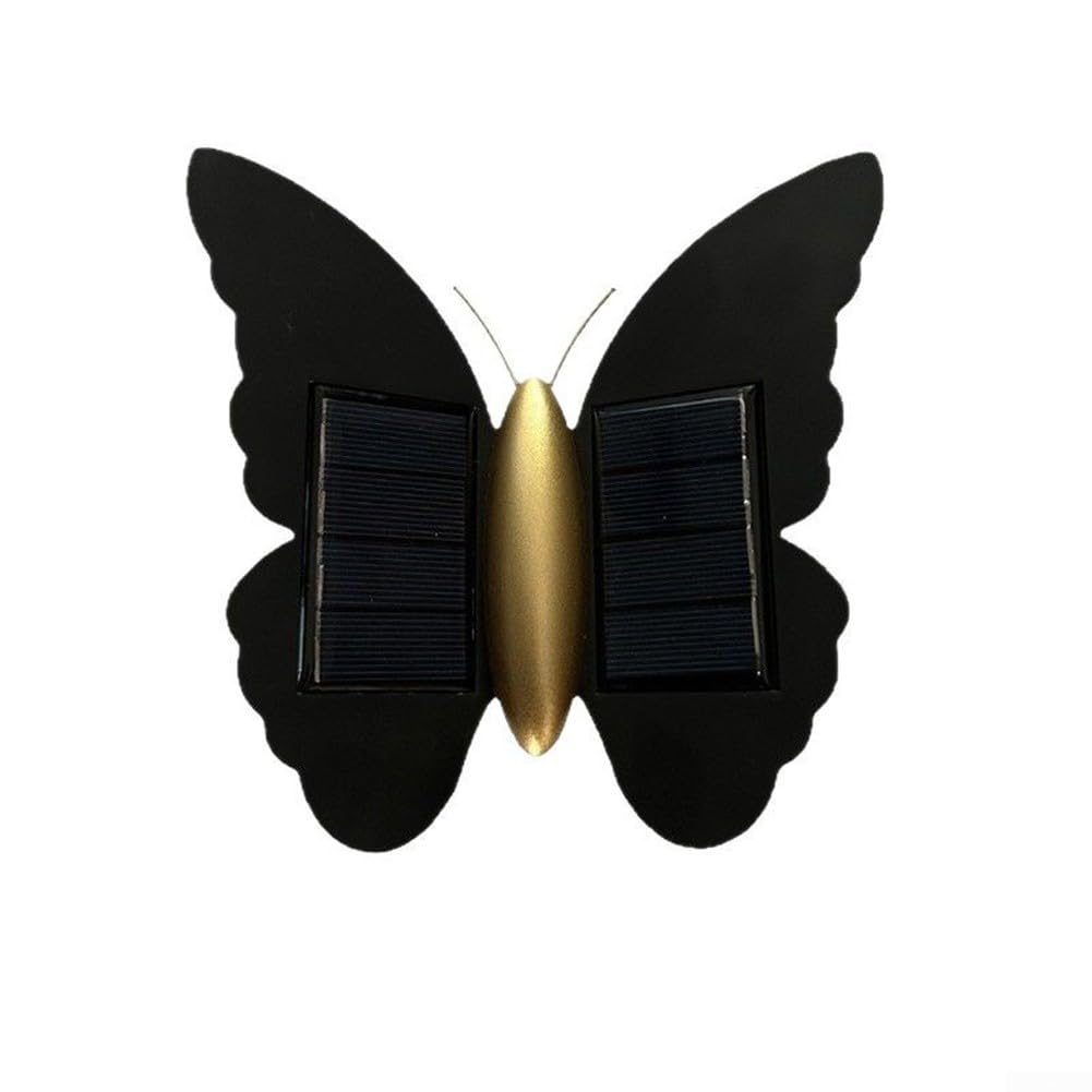 Alanmoship Solar Wall Light 6W 3000K Warm White with Unique Butterfly Design IP65 Waterproof for Indoor Outdoor Garden Balcony Yard Decor, ABS Material 15x15cm