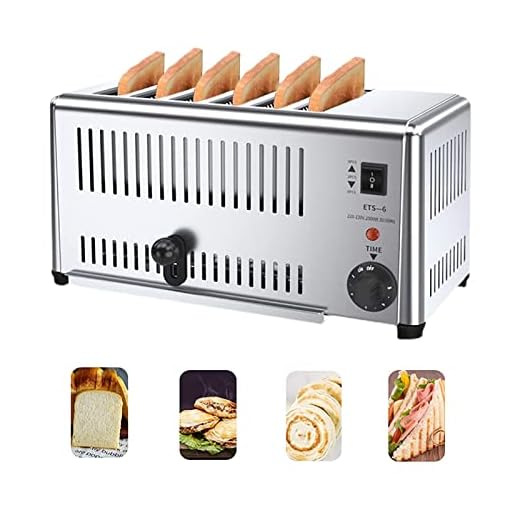 Torradeira Comercial De Aço Inoxidável Com 6 Fatias, Torradeiras De 1800 W/2500 W, Bandeja De Migalhas Removível Para Vários Tipos De Pão