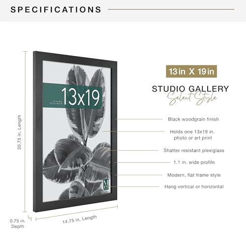 MCS Studio Gallery 13x19 Picture Frame Black Woodgrain, Rectangle Photo Frame for Photos, Posters & Art Prints (1-Pack)