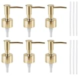 HOBBIESAY 6 Stück Seifenspender Pumpe Ersatz 8 Zoll Gold Plastik Seifenspender Pumpe Ersatzpumpen...