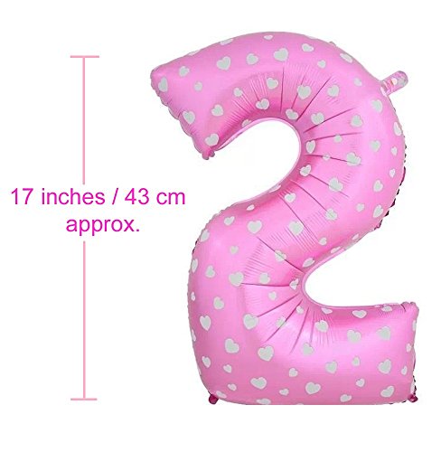Image of AMFIN 17 inch 2 Number Foil Balloon, Birthday Decoration Items [Helium Supported] - Pink