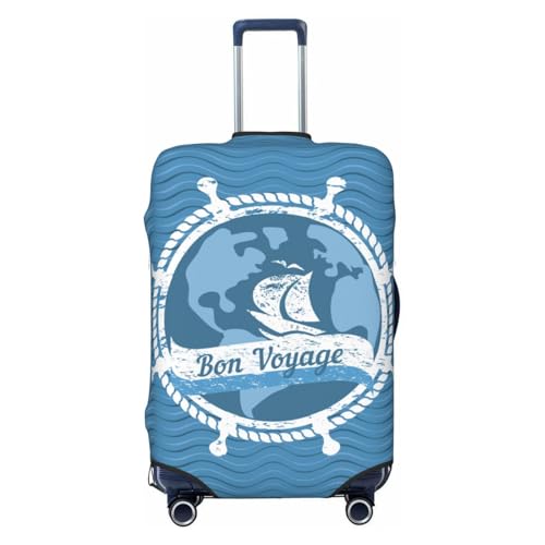 Travel Nautical Print Luggage Cover Elasticated Suitcase Covers TSA Approved Stylish Scratch Washable Resistant Case Protector for Kids and Adults - Main Image