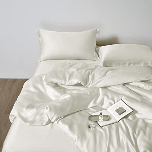 DNAEGH Juego de Cama de Cuatro Piezas,Funda nórdica Suave y Sedosa de Seda, sábana encimera o Funda de Almohada Ajustable, Juego de Ropa de Cama Cover