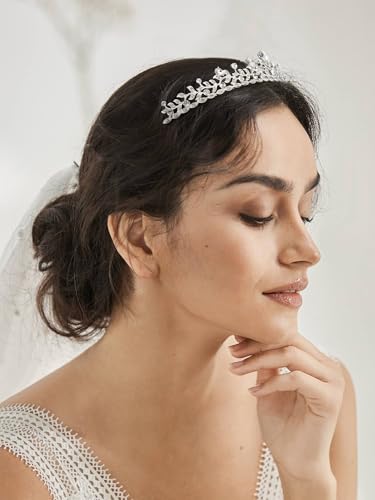 SWEETV Tiara de casamento de cristal para noivas e meninas de flores - tiara de princesa coroa de co