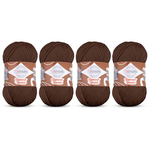 Troyarn Summer Stretch Acrylic Yarn for Crocheting - 4 Skeins