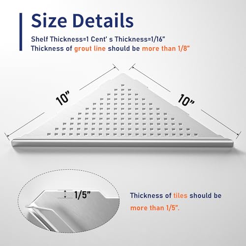 Bernkot Corner Shower Shelf, 304 Stainless Steel 10" Brushed Recessed Shelf for Bathroom, Grout in Shelf for Tiled Wall by Bernkot - Image 5