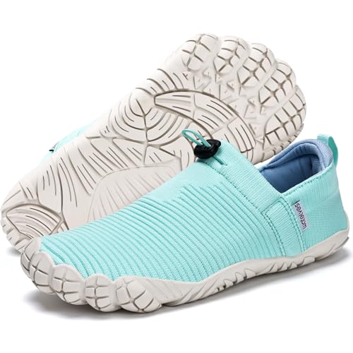 Image of WateLves Water Shoes Womens Mens - Comfortable Lightweight Striped Pattern Barefoot Shoes for Beach Swim Pool Yoga Boating Water Aerobics
