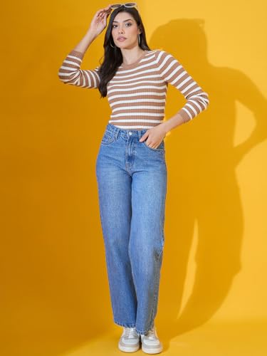 Image of 98 Degree North Women Round Neck Sweater-G1579-L.Camel