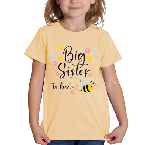 Image of Big Sister Shirt Baby Girl Cute Bees Tee Announcement Toddler Shirts Sibling Reveal Short Sleeve
