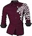 Sportides Men's Button-Down Shirts Casual Long Sleeve Dress Shirts Print Fashion JZS041_WineRed_XXL