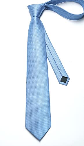 Image of HISDERN Ties for Men Solid Houndstooth Neckties Handkerchief Formal Business Tie & Pocket Square Set Wedding Party