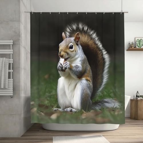 Rideau de douche textile imperméable haut de gamme 183x183 cm décor écureuil - 8