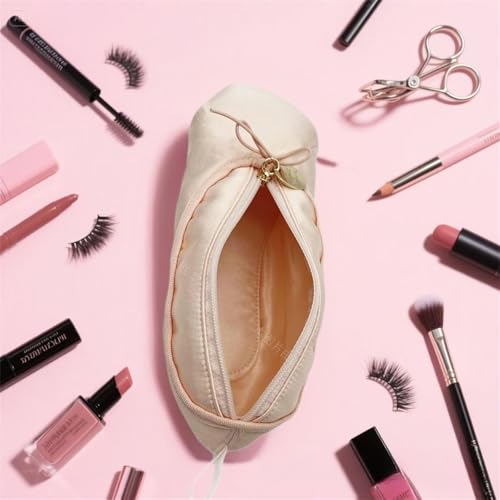 Cute Ballet Slipper Pouch Makeup Bag Dance Recital Gifts Ballerina Dancer Stuff Accessories Pointe Shoe Cosmetic Bag (Pink-N1)4