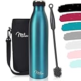 Milu Termo Botella de Agua 500ml, 750ml, 1l - Acero Inoxidable - Aislamiento de Vacío de Doble Pared - Libre BPA (Verde, 1000ml)