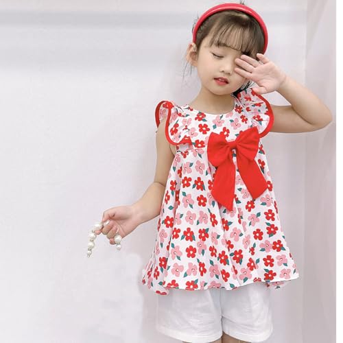 Image of Peacolate 2-7T Summer Little Girls 2pcs Clothing Set Sleeveless Shirt and Shorts