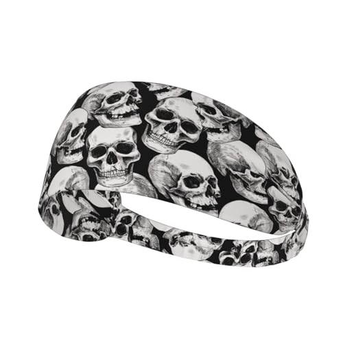 Human Skull Sweatband Sports Headbands for Men and Women Running Cycling Hiking Yoga Fitness Workout Exercise Wicking Headscarf
