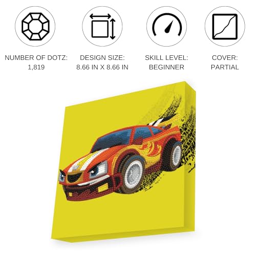 Image of DIAMOND DOTZ Hot Rod Dotz Box Car Diamond Painting Kits for Adults - Diamond Art Kits a Relaxing Creative Craft Kit with Dotz Gems 8.7 inchx8.7 inch