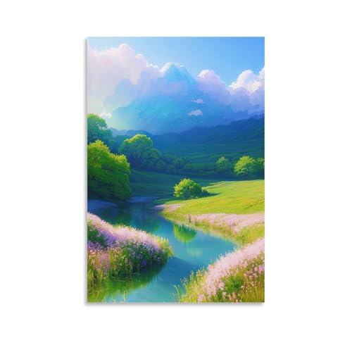 ポスター 山 自然 風水 絵 山の絵 緑の絵 玄関 開運 森林 絵画 山 風水 風景画 プリント キャンバス ポスター (5) ポスター 装飾 絵 キャンバス 壁アート リビングルーム 寝室 印刷 アートパネル16x24inch(40x60cm)