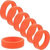 FRCOLOR Fundas Protectoras para Ruedas de Maleta 8 Unidades de Goma Naranja Brillante, Cubiertas Antirruido para Equipaje Compatibles Mayoría de Ruedas Giratorias, Protectores para Suelos