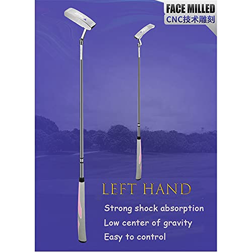 Lewa Ręka Kobiety Golf Putter Training Aid.Prąd naściskowy ze stali nierdzewnej z 3 klęskami kłamstwami na poddaszuZwiększ dokładność i kontrolę udarów.Zawiera Ball Tee do praktyki zasięgu.