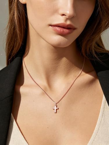Image of U7 Cross Necklace for Women Small,Dainty Rose Gold Small Cross Pendant Necklace Non Tarnish Christian Necklaces Religious Jewelry Gift for Her