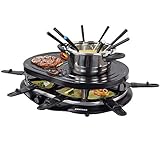 4 in 1 Raclette Grill Heißer Stein und Fondue in einem Geraet