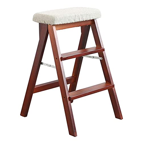 Taburete plegable de madera maciza con funcion silla de escalera de hogar de 100 kg 2