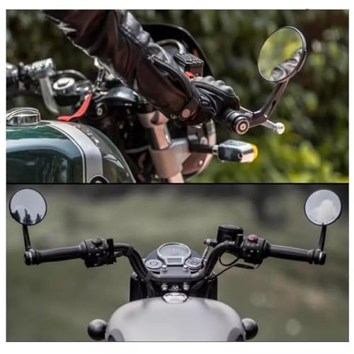 Image of Round Convex Rear View Side Mirrors Compatible For RE Classic Reborn | Continental GT | Interceptor | Meteor | Hunter | Super Meteor etc.