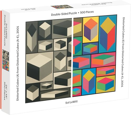 Galison MoMA Sol Lewitt 500 Piece Double Sided Puzzle for Families, Abstract Art Puzzle with Cubic Art in Black and White + Color, Multicolor (0735357889)