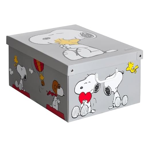 Kanguru Caja de Almacenamiento en cartòn Lavatelli, Snoopy, facil Montaje, Resistente, 39x50x24cm, Grande, 39 x 50 x 24 cm