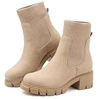 Bravover Womens Chelsea Boots Waterproof Slip On Ankle Boot Chunky Heel UK Size 3.5-7.5