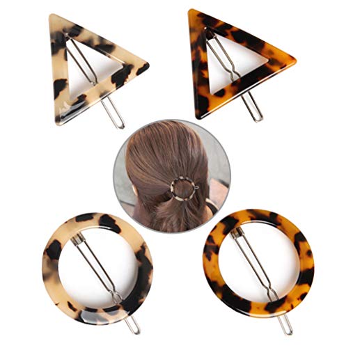 2 Pairs Geometric Shape Leopard Hair Clips-Women Girls Hair Claw Clamps Hairpin Barrettes Styling Accessories Hair Fringe Grip