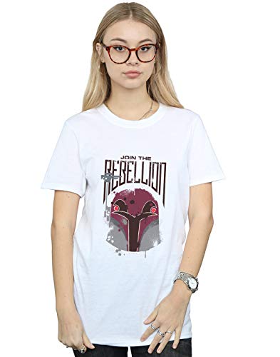 Star Wars Women's Rebels Rebellion Boyfriend Fit T-Shirt White Small