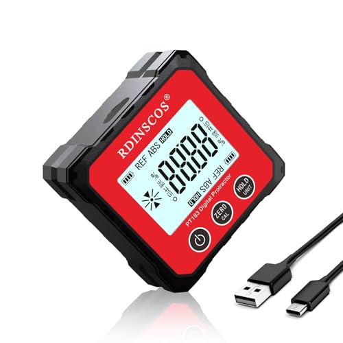 Angle Finder Line Digital Level Tool, Woodworking Tools, 4-Side Magnets Miter Saw Protractor, Electronic Level, Measures & Sets Angles, Hanging Pic (PT183)