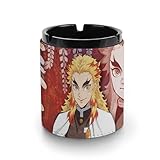 鬼滅の刃 灰皿 革製灰皿 丸い円筒形 アッシュトレイ 卓上 大容量 屋外 おしゃれ ステンレス おしゃれ 大容量 屋外 室内 防臭 車用 ブラック 洗いやすい インテリア コンパクト