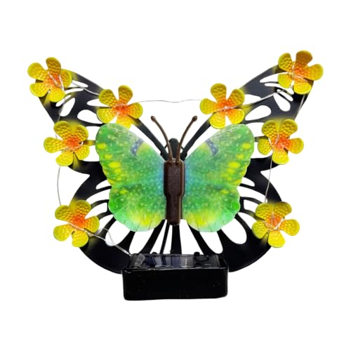 Lámpara decorativa de mariposas pintadas con luces LED solares para paisaje de jardín y villa
