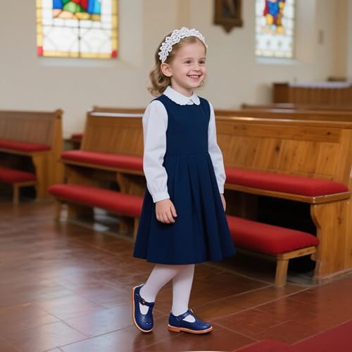 Image of GINFIVE Toddler Girls Dress Shoes Little Kids Flats School Mary Janes Shoes