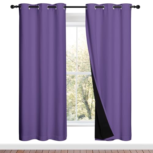 Image of NICETOWN Lilac Purple Full Shade Curtain Panels, Pair of Energy Smart & Noise Blocking Out Blackout Drapes for Dining Room Window, Thermal Insulated Guest Room Lined Window Dressing(42 x 72 inch)