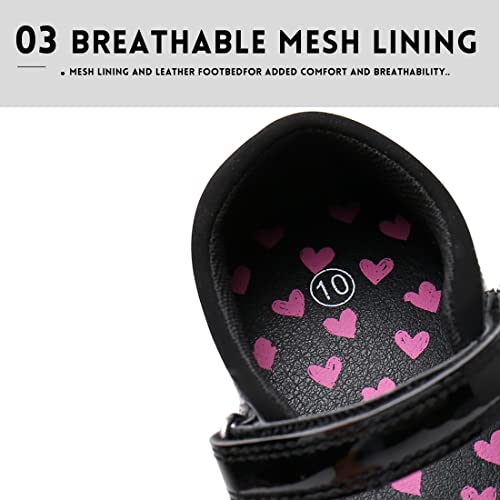 Girls Mary Jane Shoes, School Uniform Black Flat Dress Shoes(Toddler/Little Kid/Big Kid)4