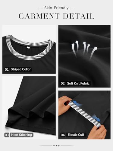 ATHMILE Womens Short Sleeve Tops Striped Color Block T Shirts Summer Crewneck Loose Casual Tee 20252