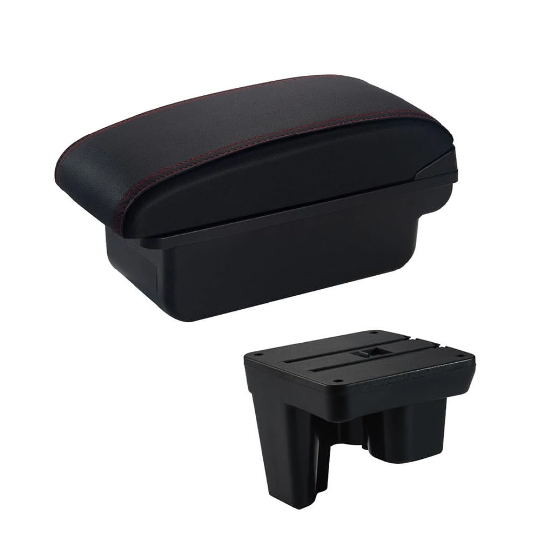 Toiumops Armrest for Toyota Hilux, Car Armrest Box Center Console Store Box(A1 Red Line No USB)