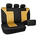 FH Group Car Seat Covers Full Set 3D Air Mesh - Universal Fit, Automotive Seat Covers, Low Back Seat Cover,Airbag Compatible,Split Bench Rear Seat,Washable Car Seat Cover for SUV, Sedan Yellow